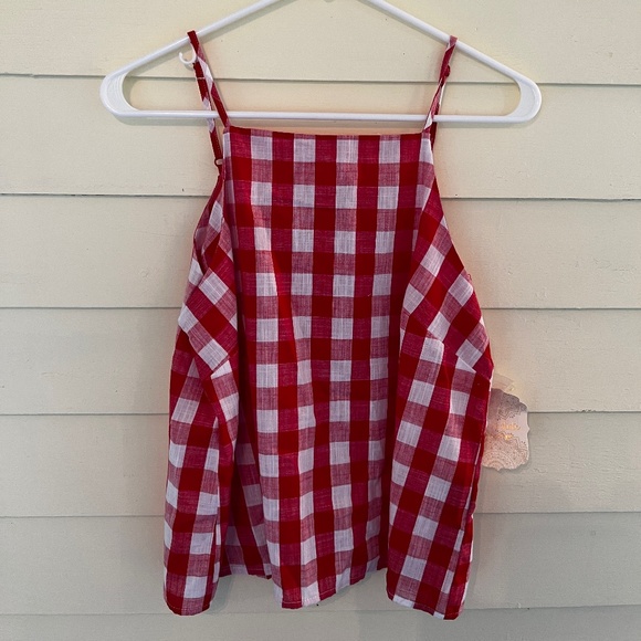 *NWT* ALTAR'D STATE Red & White Checkered Sleeveless Top w/Buttons - Picture 1 of 11